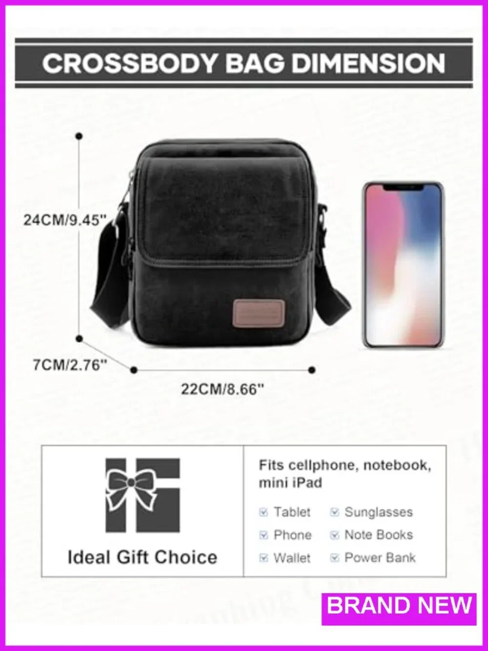 Vintage Canvas Messenger Bag Crossbody Sling for Men Women